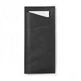 Bestekzak Zwart+Servet  5x104st